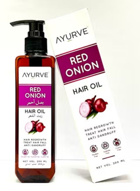 زيت الشعر بالبصل الأحمر لتكثيف الشعر، ضد تساقط الشعر والقشرة، خالٍ من الكبريتات والبارابين، 200 مل